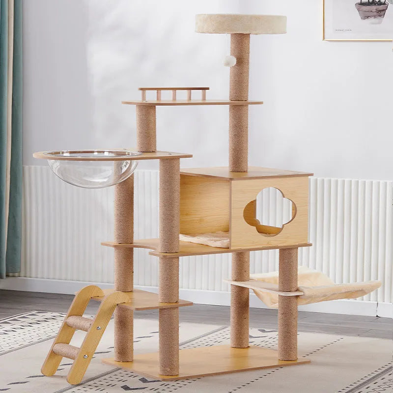 Large Multi-Level Cat Tree Tower – Tall Cat Apartment with Climbing Frame, Sisal Scratching Posts & Boards