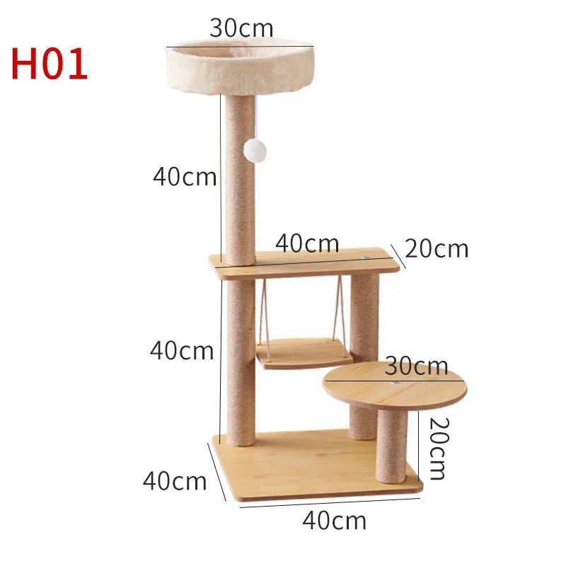 Large Multi-Level Cat Tree Tower – Tall Cat Apartment with Climbing Frame, Sisal Scratching Posts & Boards