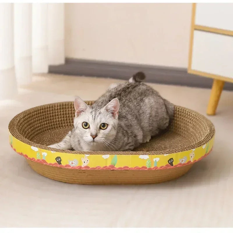 Oval Cat Scratching Board – Wear-Resistant Corrugated Paper for Claw Grinding & Furniture Protection