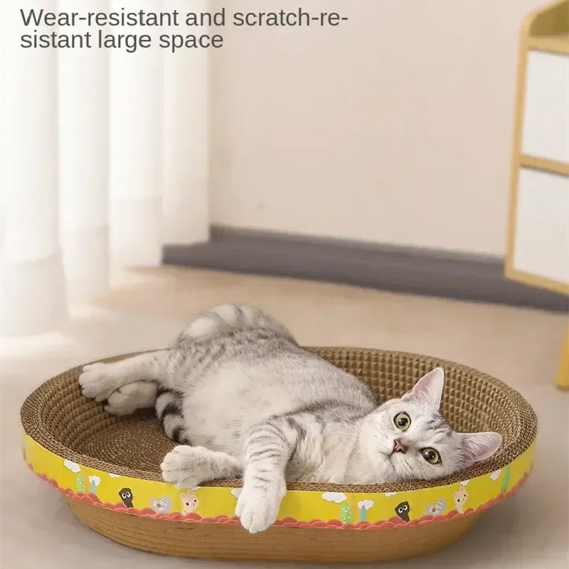 Oval Cat Scratching Board – Wear-Resistant Corrugated Paper for Claw Grinding & Furniture Protection
