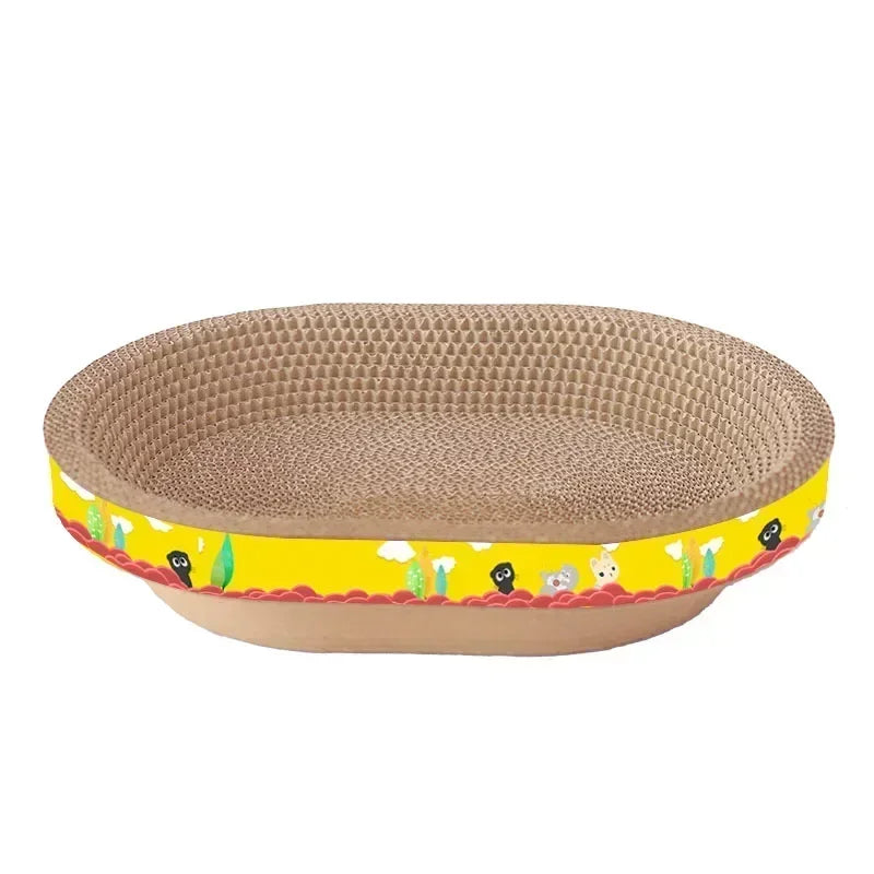Oval Cat Scratching Board – Wear-Resistant Corrugated Paper for Claw Grinding & Furniture Protection