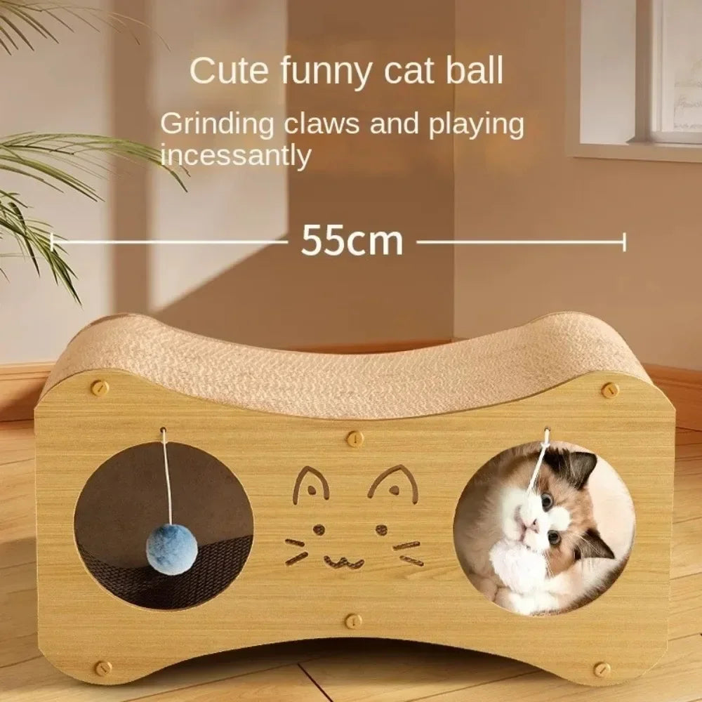 Double-Layer Tunnel Cat Scratching Board – Cat House Nest with Teasing Ball & Claw Grinding Corrugated Paper