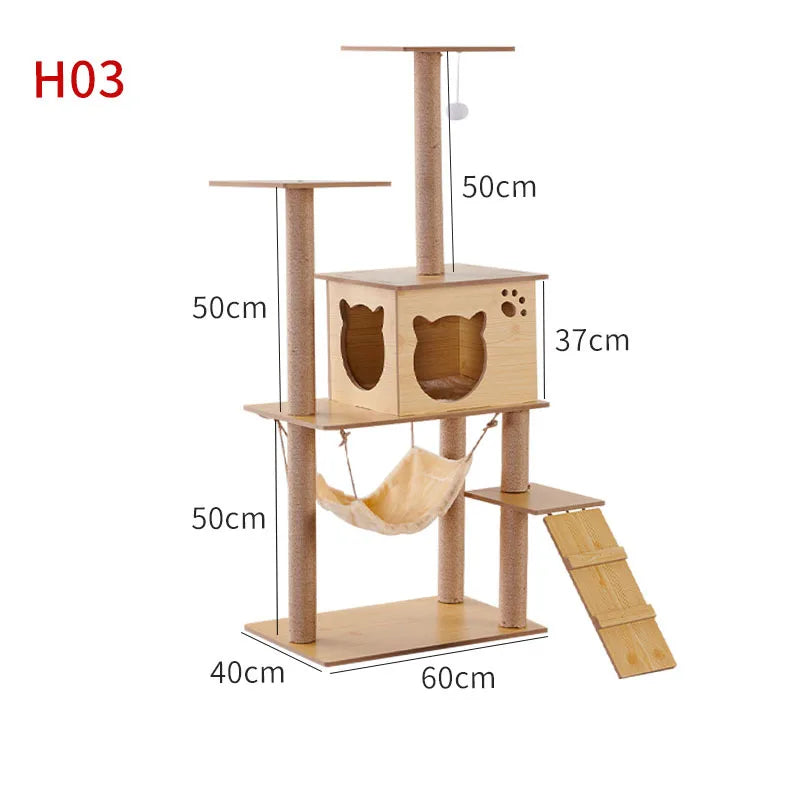 Large Multi-Level Cat Tree Tower – Tall Cat Apartment with Climbing Frame, Sisal Scratching Posts & Boards