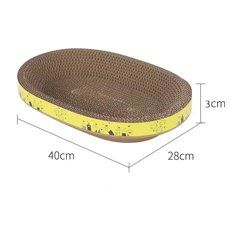 Oval Cat Scratching Board – Wear-Resistant Corrugated Paper for Claw Grinding & Furniture Protection