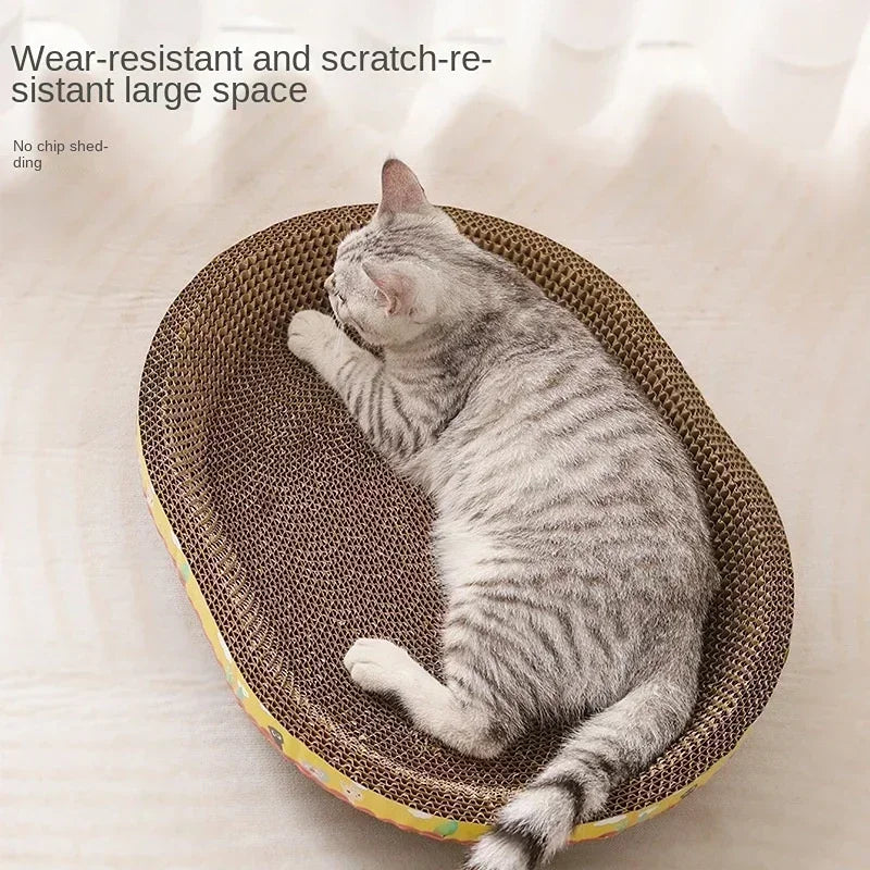 Oval Cat Scratching Board – Wear-Resistant Corrugated Paper for Claw Grinding & Furniture Protection