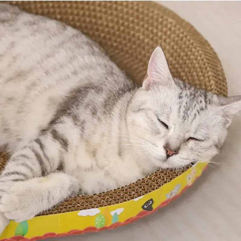 Oval Cat Scratching Board – Wear-Resistant Corrugated Paper for Claw Grinding & Furniture Protection