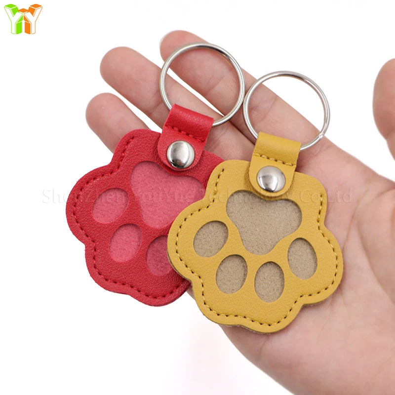 Memorial Leather Pet Hair Storage Bag Cat Paw Keychain Multifunctional Portable Keychain