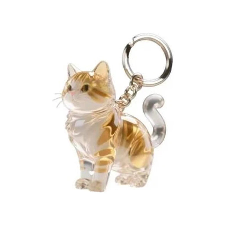 New Cat Shape Hair Storage Pendant Keychain DIY Transparent Souvenir Collection Pet Hair Storage Box Cartoon Backpack Keyring