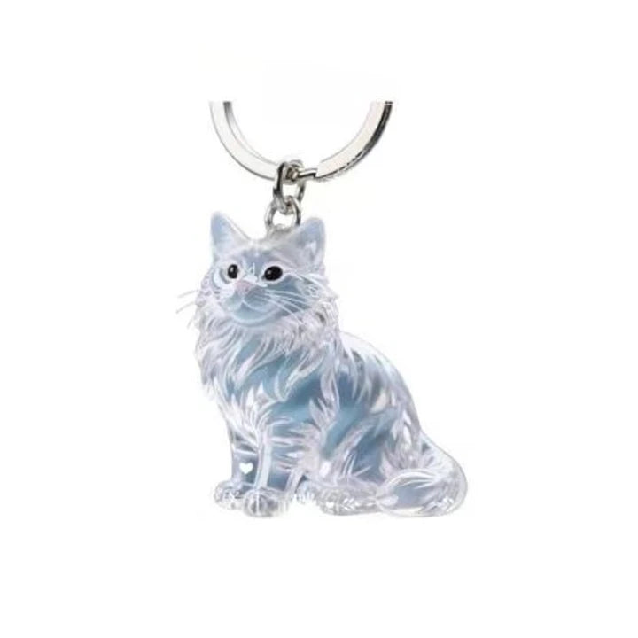 New Cat Shape Hair Storage Pendant Keychain DIY Transparent Souvenir Collection Pet Hair Storage Box Cartoon Backpack Keyring
