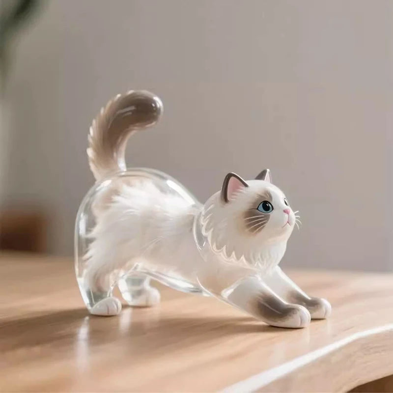 New Cat Shape Hair Storage Pendant Keychain DIY Transparent Souvenir Collection Pet Hair Storage Box Cartoon Backpack Keyring